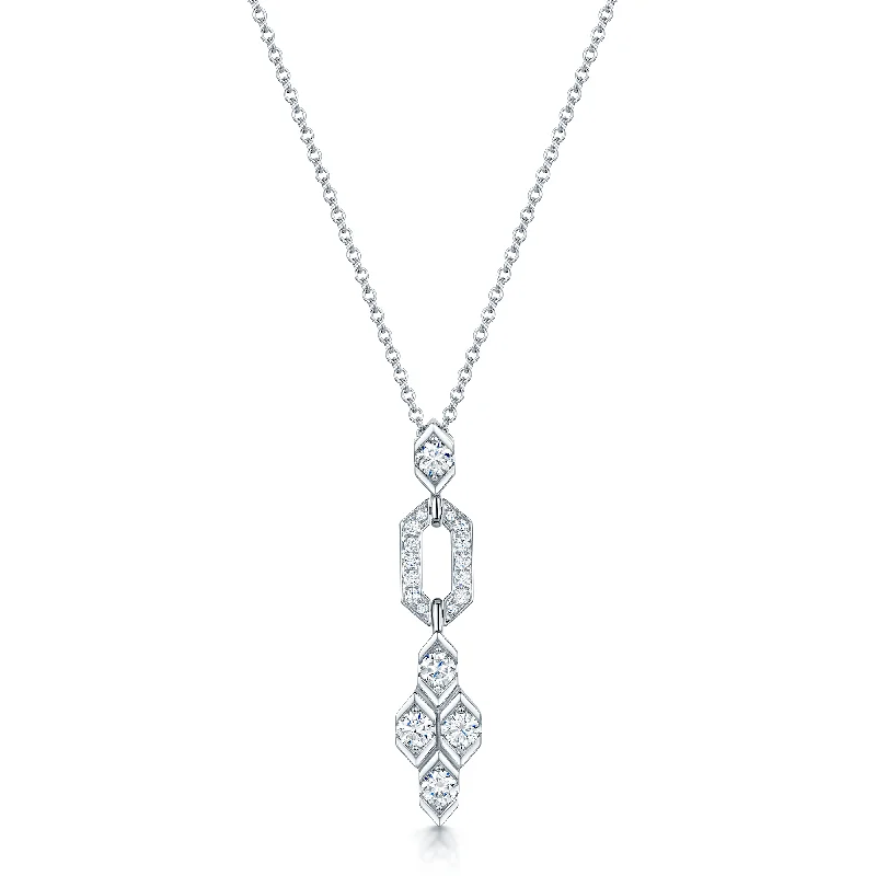 Designer Crystal Necklace for Fashion-Nouveau Collection 18ct White Gold Full Diamond Pendant