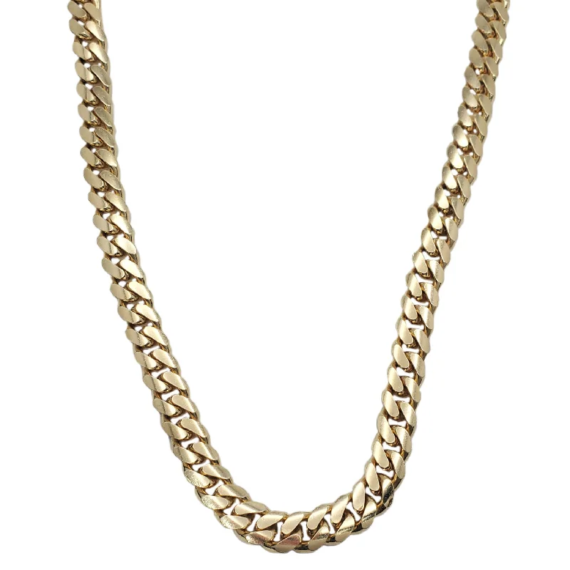 Designer Gold Necklace with Diamonds-Solid Monaco Chain Yellow Gold (14K)