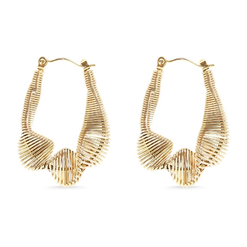 Fancy Drop Earrings with Diamonds-18K Gold PVD Stainless Steel Wired Statement Hoop Earrings / ERJ0016