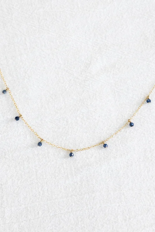 Simple Gold Chain Necklace for Men-Sapphire Drop Necklace