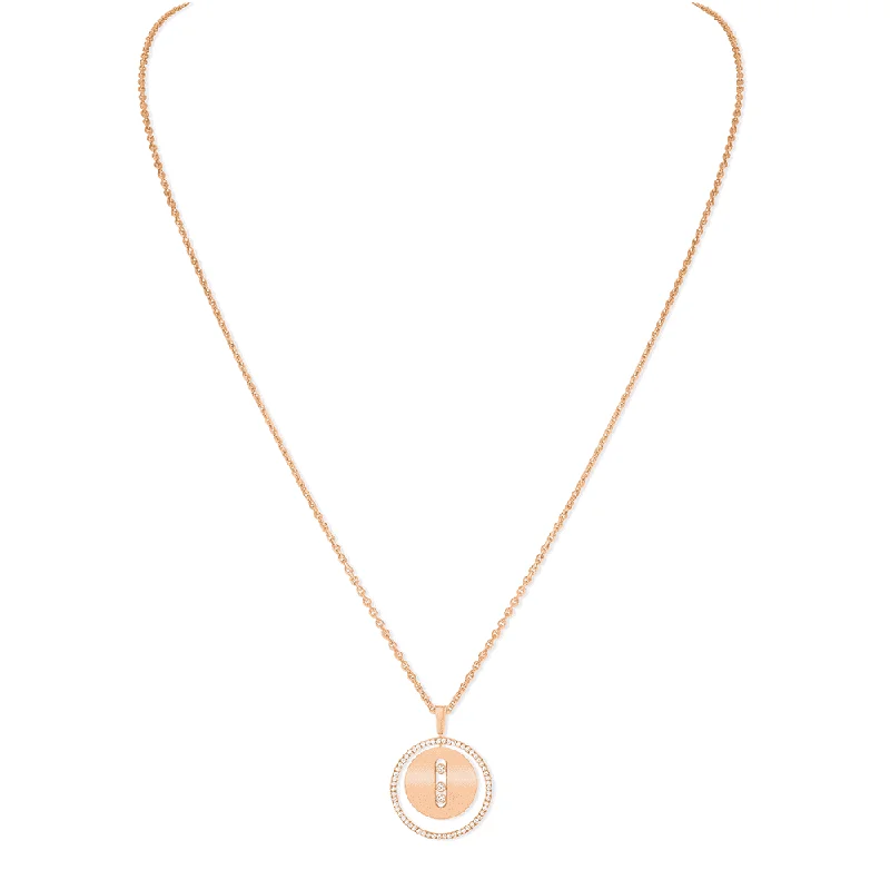 Large Crystal Necklace for Glamorous Look-18ct Pink Gold Lucky Move Diamond Necklace