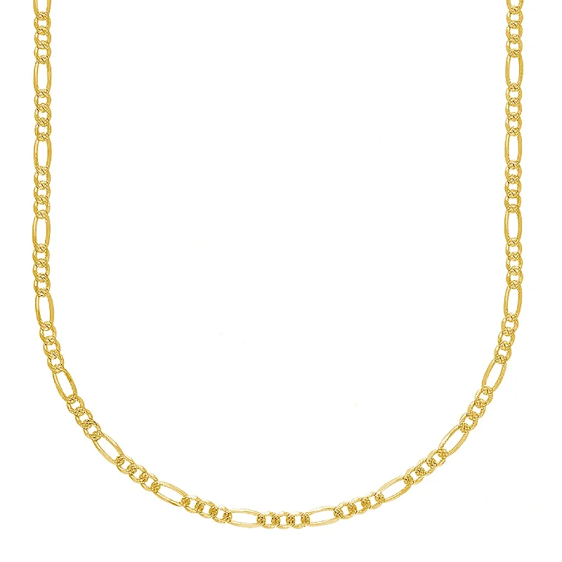 Luxury Crystal Necklace with Gold Accents-Diamond-Cut Figaro Chain (14K)