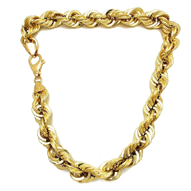 Classic Ruby Necklace for Formal Wear-Lightweight Rope Chain (14K)