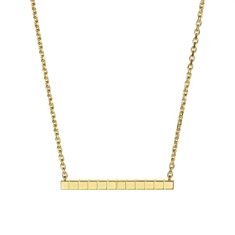 Layered Beaded Necklace for Women-18ct Yellow Gold Ice Cube Bar Necklace