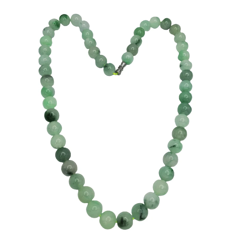 Trendy Silver Necklace for Summer Style-Jade Ball Chain