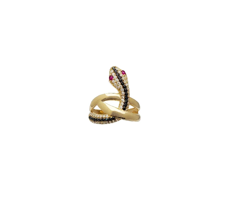 Fashionable Crystal Ring for Bridesmaids-Snake Pendant (14K)