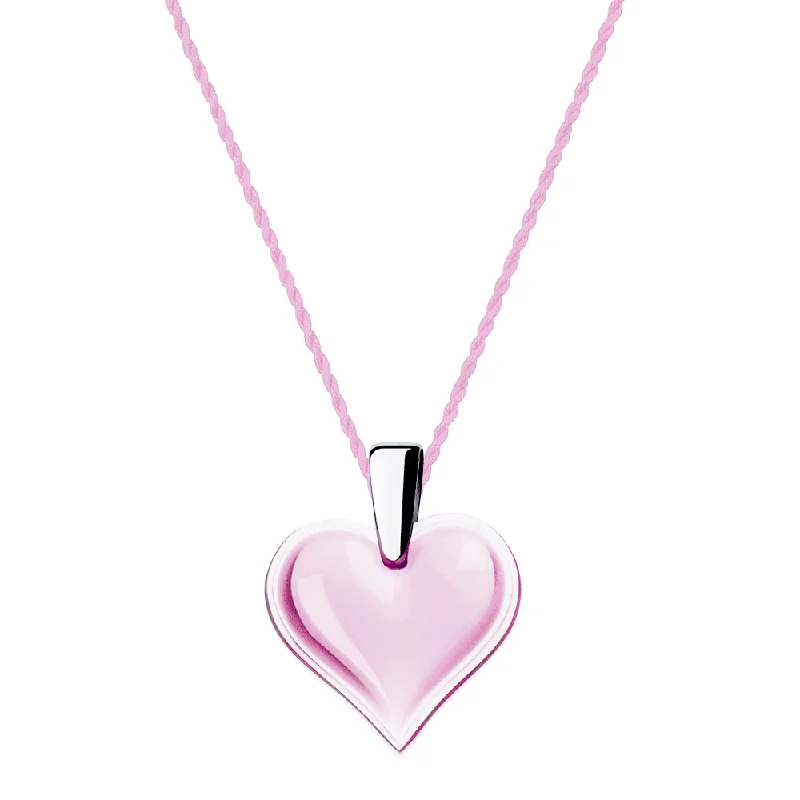 Simple Heart Necklace for Brides-Amoureuse Beaucoup Pink Crystal Heart Necklace