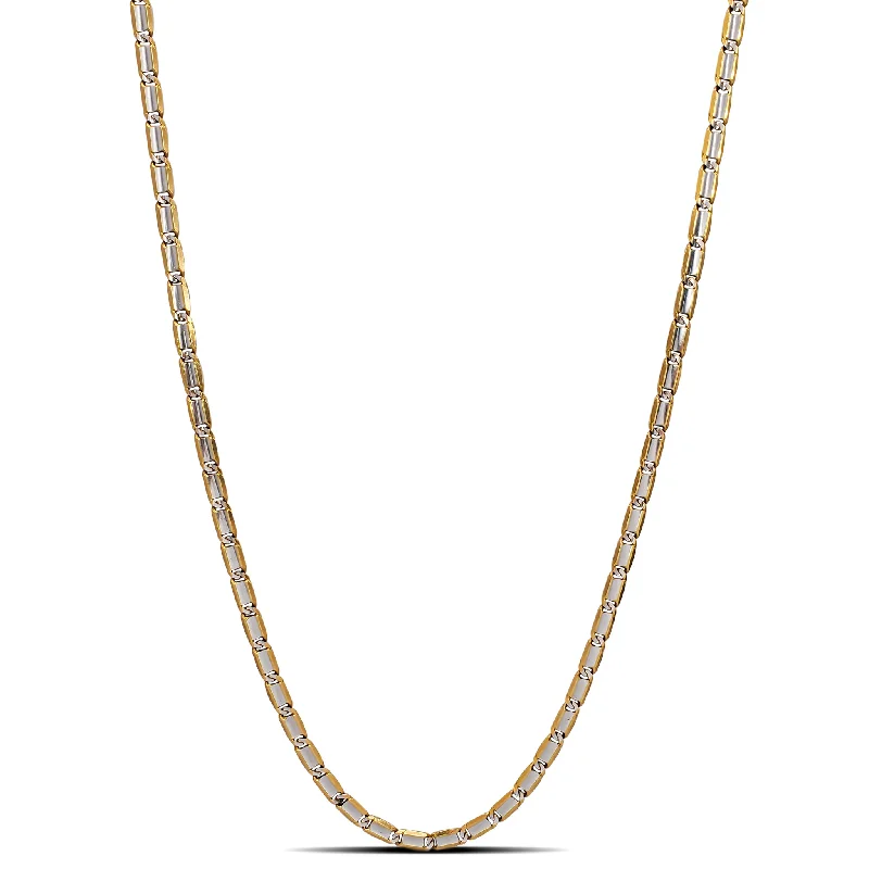 Designer Gold Necklace for Wedding Day-Solid Two-Tone Flat Mariner Chain Necklace (14K)