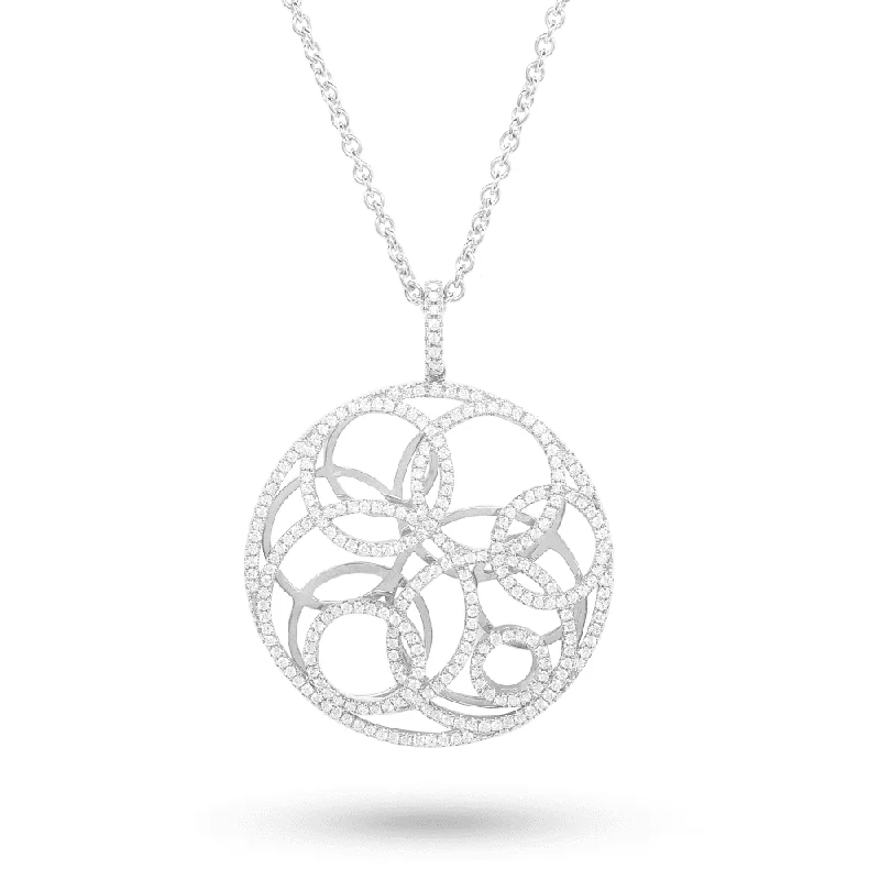 Fashionable Chunky Gold Necklace-18ct White Gold "Bubbles" Style Diamond Pendant