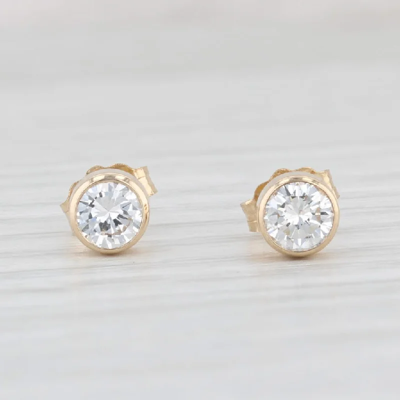 Classic Silver Stud Earrings-New 0.54ctw Round Diamond Solitaire Stud Earrings 14k Yellow Gold