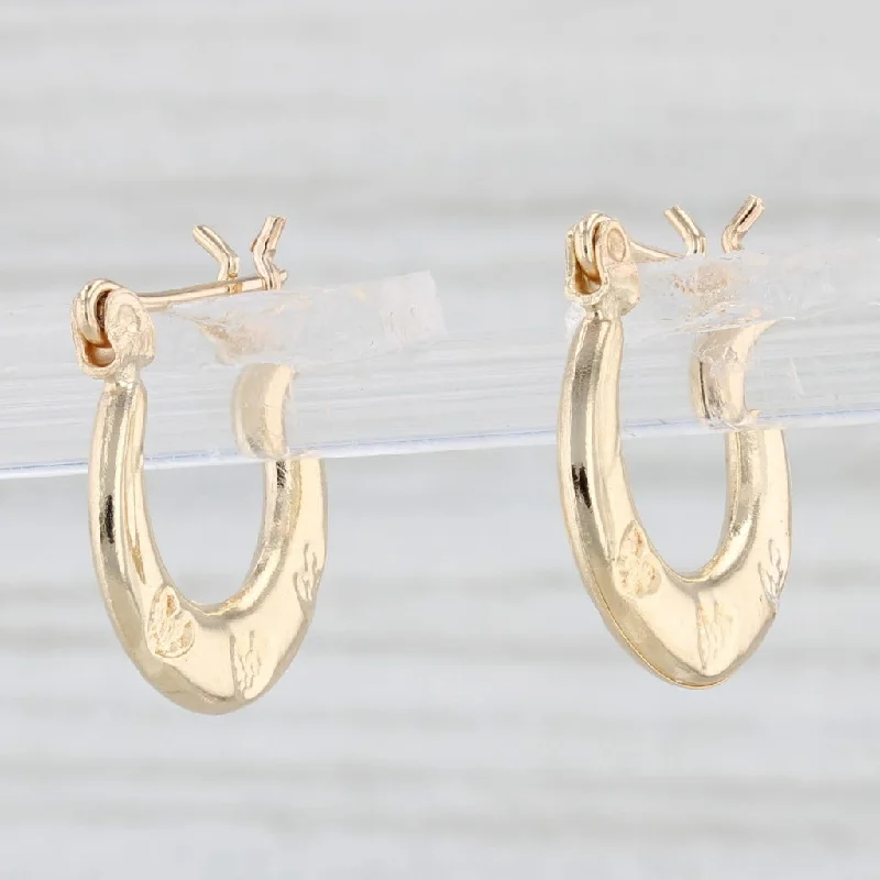 Silver Earrings for Sensitive Ears-Heart Accented Hoop Earrings 10k Yellow Gold Snap Top Round Hoops