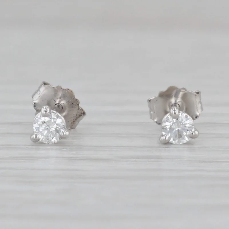 Bridal Earrings with Crystals-New 0.19ctw Diamond Stud Earrings 14k White Gold VS2 Round Solitaires