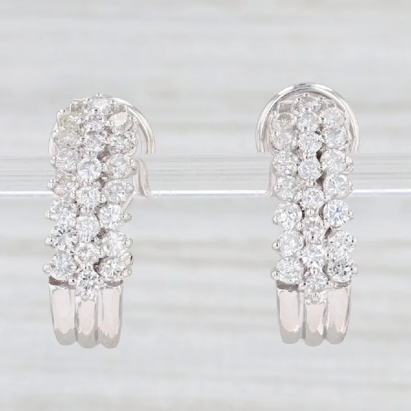 Handmade Dangle Earrings for Bridesmaids-2ctw Diamond J-Hook Earrings 14k White Gold Pierced Omega Backs