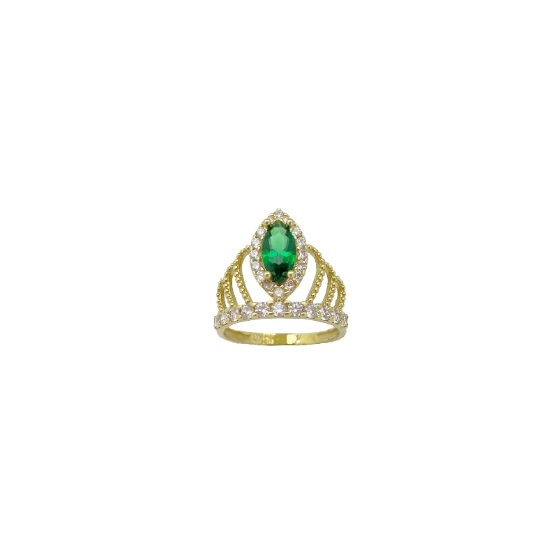 Custom Birthstone Ring for Bridesmaids Gifts-Green Zirconia Marquise Tiara Ring (14K)