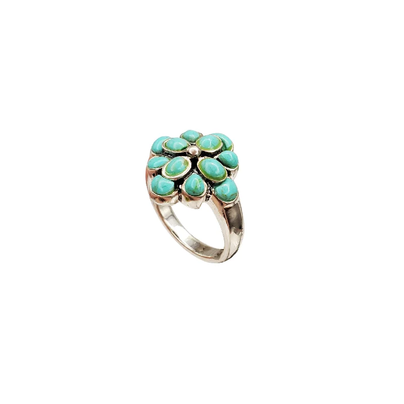 Custom Engagement Ring with Triple Band Design-Grape Turquoise Ring (Silver)