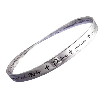 Personalized Silver Bracelet with Inspirational Quote-Lord's Prayer In Spanish Sterling Silver Bracelet