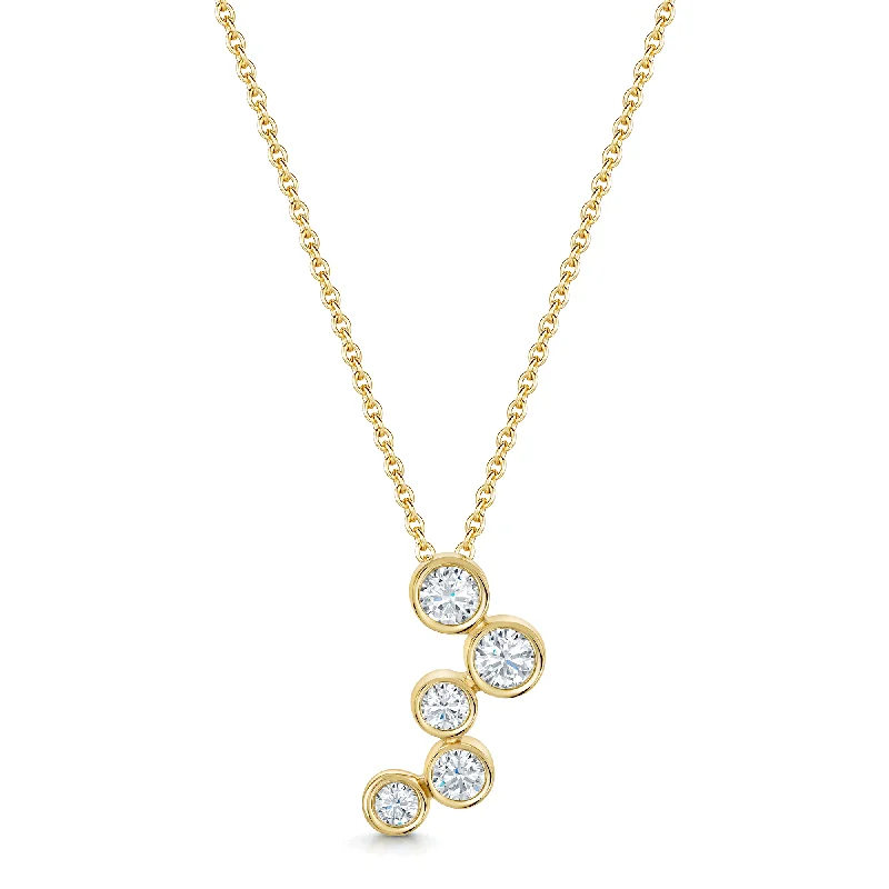 Gold and Silver Necklace for Fashionistas-18ct Yellow Gold Five Stone Diamond Pendant