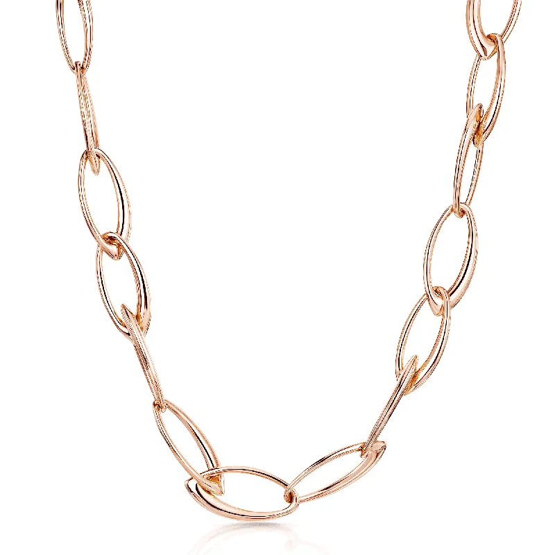 Modern Crystal Necklace for Fashionistas-18ct Rose Gold Ellipse Collection Open Link Necklace