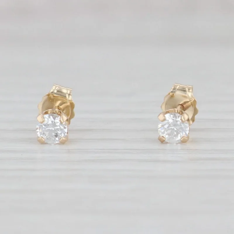 Classic Pearl Earrings for Weddings-Cubic Zirconia Stud Earrings 14k Yellow Gold Round Solitaire Studs