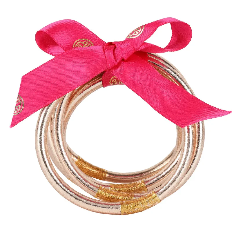 Personalized Stackable Bangles for Anniversary Gifts-Champagne BuDha All Weather Bangle Set