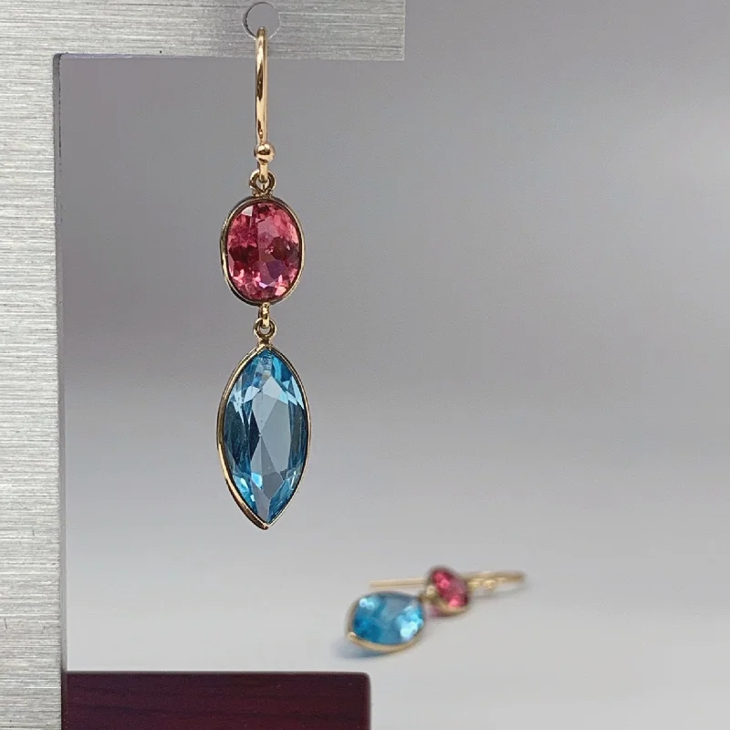 Luxury Diamond Drop Earrings-Gemdrops - Topaz and Tourmaline