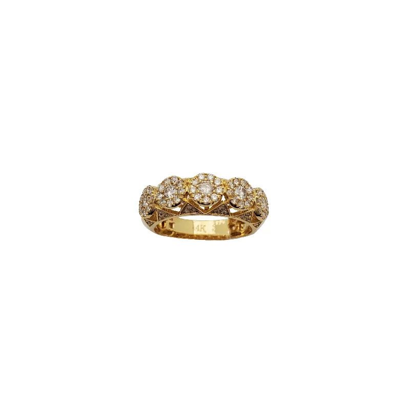 Designer Gold Ring with Custom Engraving for Anniversary-Diamond Round Pave Band Ring (14K)