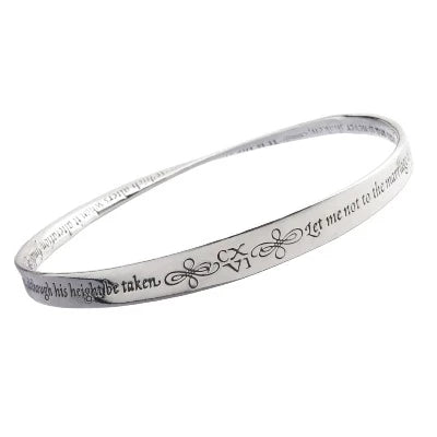 Elegant Silver Bracelet with Geometric Shape-Shakespeare Sonnet Sterling Silver Bracelet