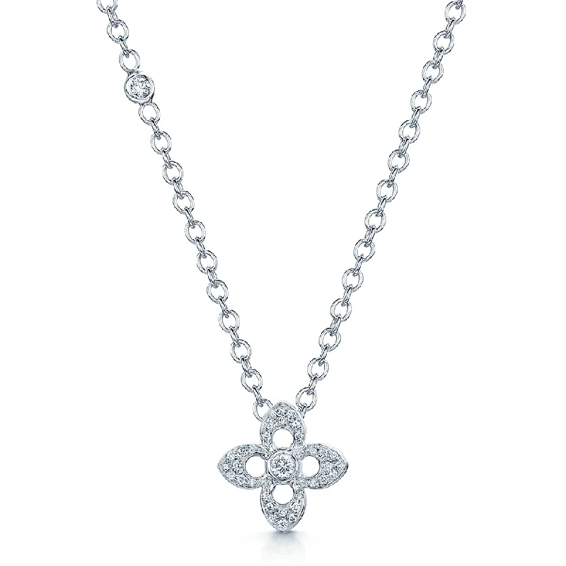 Layered Necklace with Pearls for Weddings-18ct White Gold Diamond Set Small Primavera Pendant