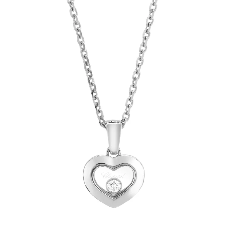 Luxury Rose Gold Necklace for Special Events-Happy Diamonds Icons 18ct White Gold Heart Pendant