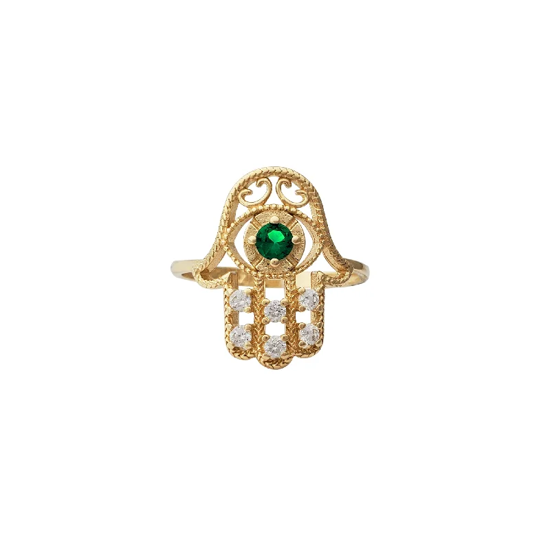 Customizable Gemstone Ring for Mom’s Day Gifts-Hamsa Ring (14K)