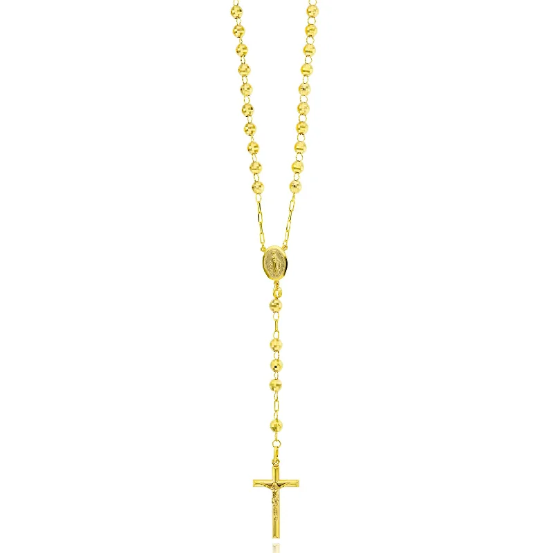 Custom Gold Necklace with Initials-Virgin Mary Rosary Necklace (14K)