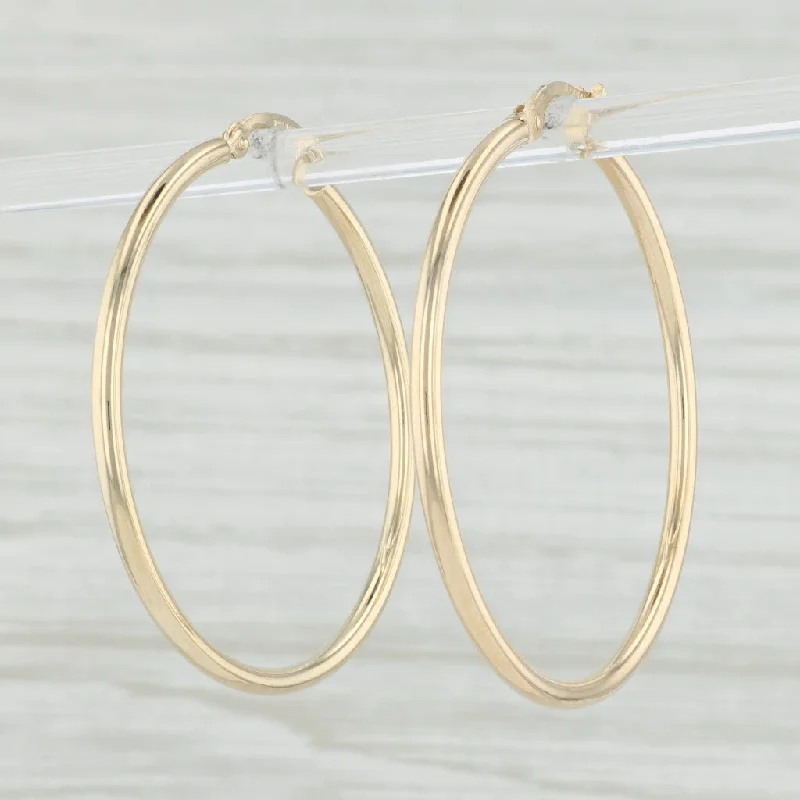 Dangle Earrings for Brides-New Round Hoop Earrings 14k Yellow Gold 2 x 39mm Pierced Hoops