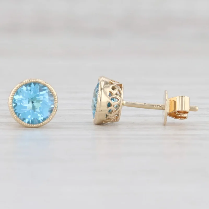 Antique Silver Earrings for Women-New 1.85ctw Topaz Solitaire Stud Earrings 14k Yellow Gold December Birthstone