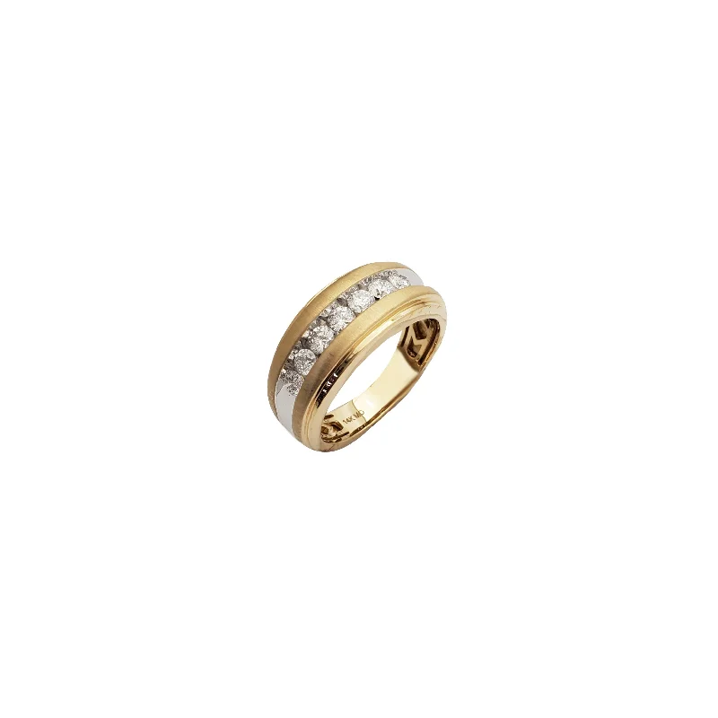 Classic Wedding Ring with Diamond Inlay-Channel Setting Diamond Ring (14K)