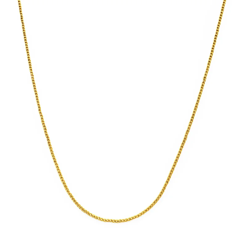 Minimalist Necklace with Bar Pendant-Open Curb/Cuban Chain (24K)