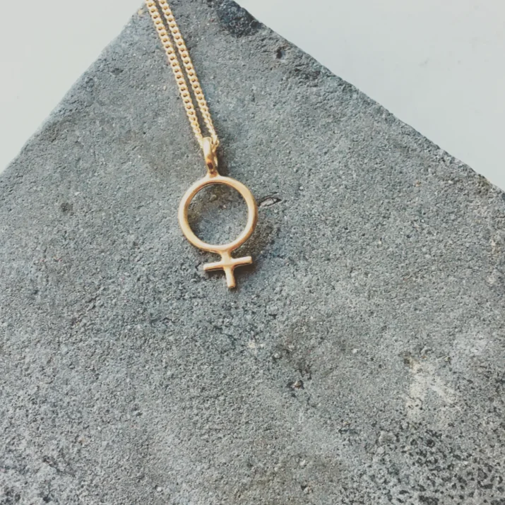 Simple Silver Pendant Necklace for Women-Ada Feminist Necklace Bronze