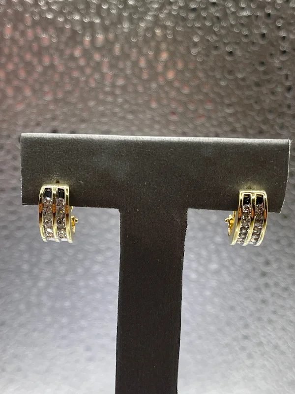 Fancy Drop Earrings with Diamonds-Ladies 14 Karat Solid Yellow Gold Diamond Post Earrings