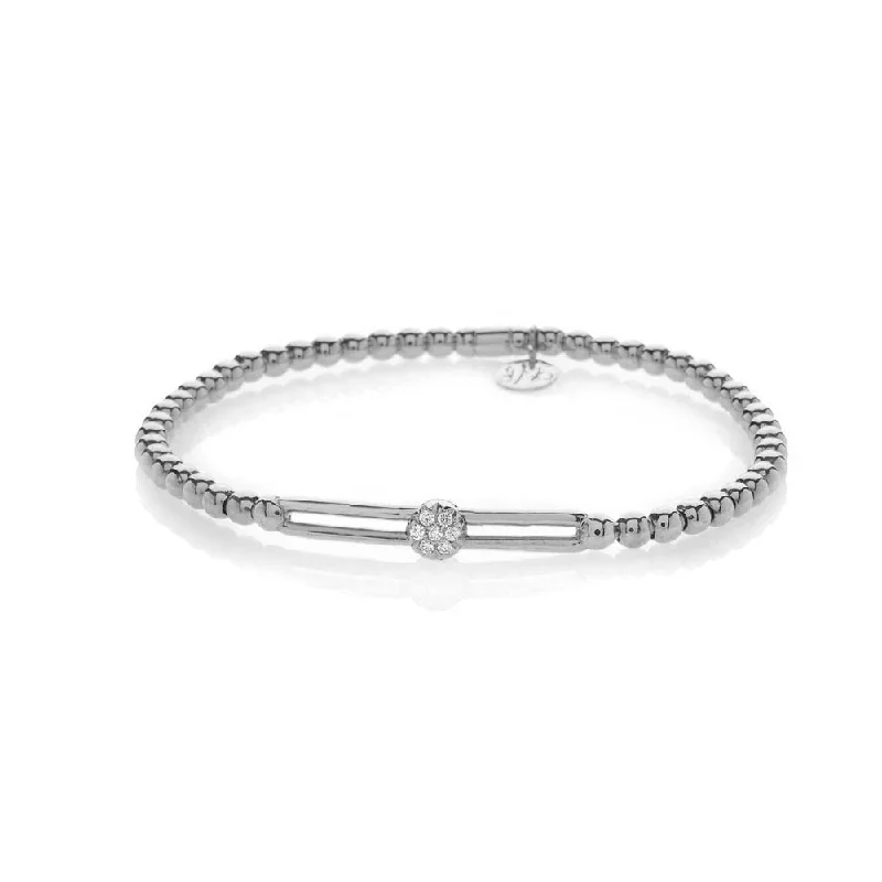 Elegant Silver Bracelet with Classic Style-Diamond Slide Expandable Bracelet in White Gold by Hulchi Belluni