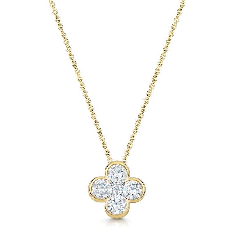 Customizable Necklace with Birthstone Charms-18ct Yellow Gold Diamond Pendant