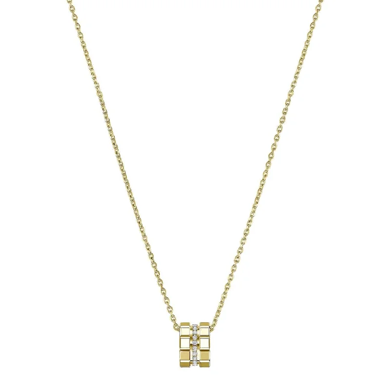 Classic Gemstone Necklace for Evening Wear-18ct Yellow Gold Ice Cube Mini Diamond Set Pendant