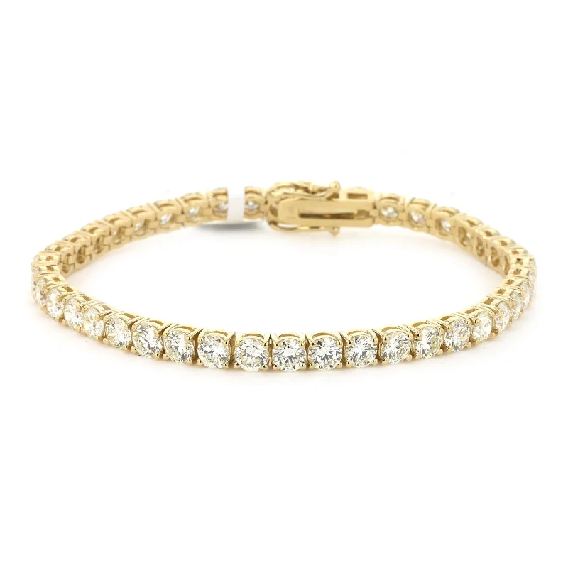 Trendy Gold Bracelet with Personalized Message-10.93 ctw Diamond Tennis Bracelet