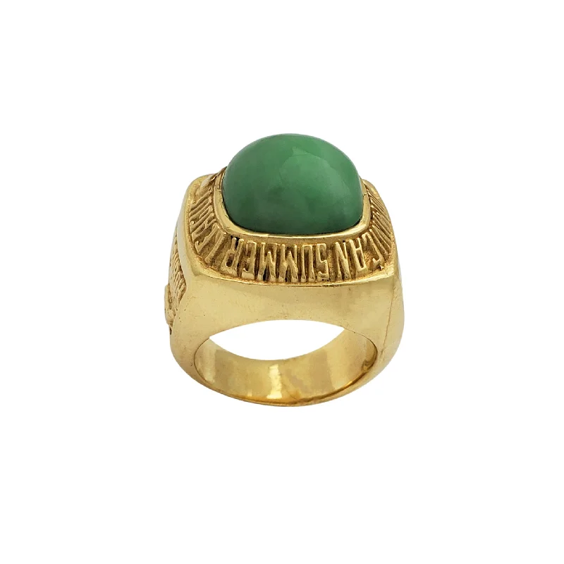 Personalized Ring with Special Message for Loved Ones-Jade Dominican Summer League Champions Men's Ring (14K)