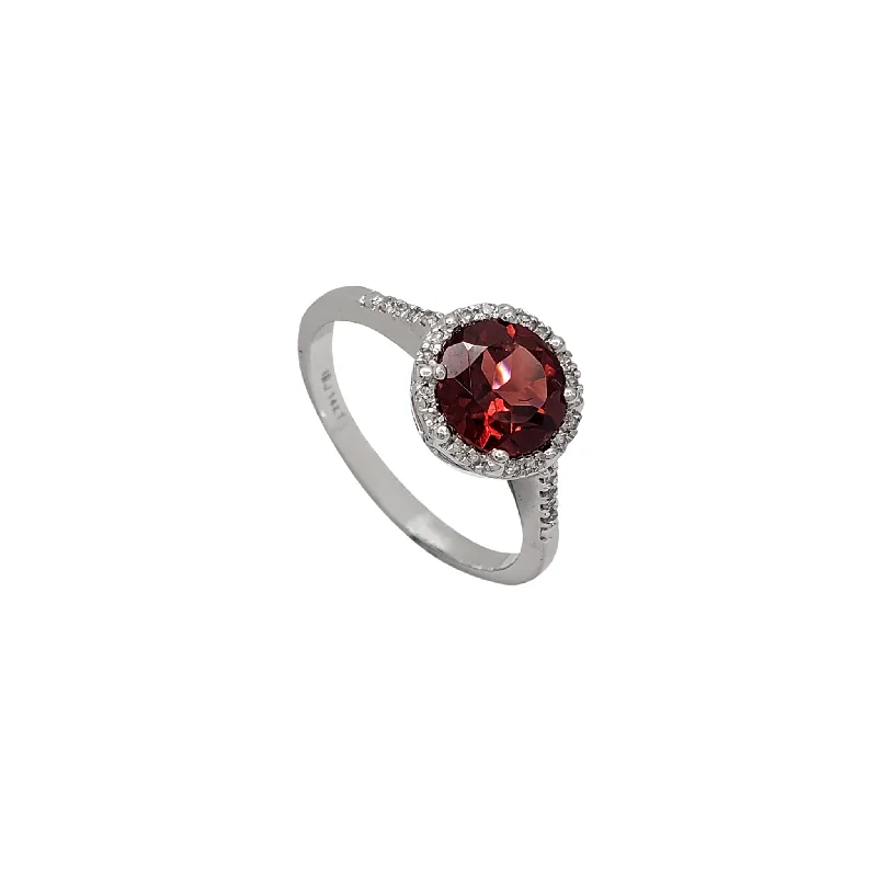 Classic Men’s Ring with Large Gemstone-Diamond Garnet Engagement Ring (14K)