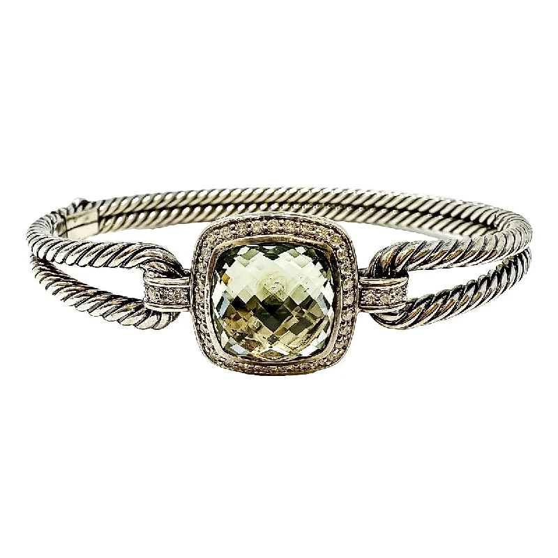 Simple Gold Bracelet with Geometric Design-David Yurman Peridot and Diamond Albion Bracelet