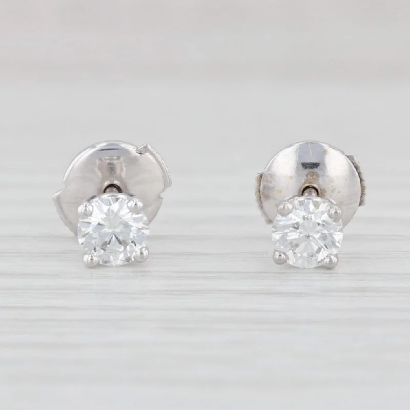 Minimalist Earrings for Everyday-0.48ctw Round Solitaire Stud Earrings 14k White Gold