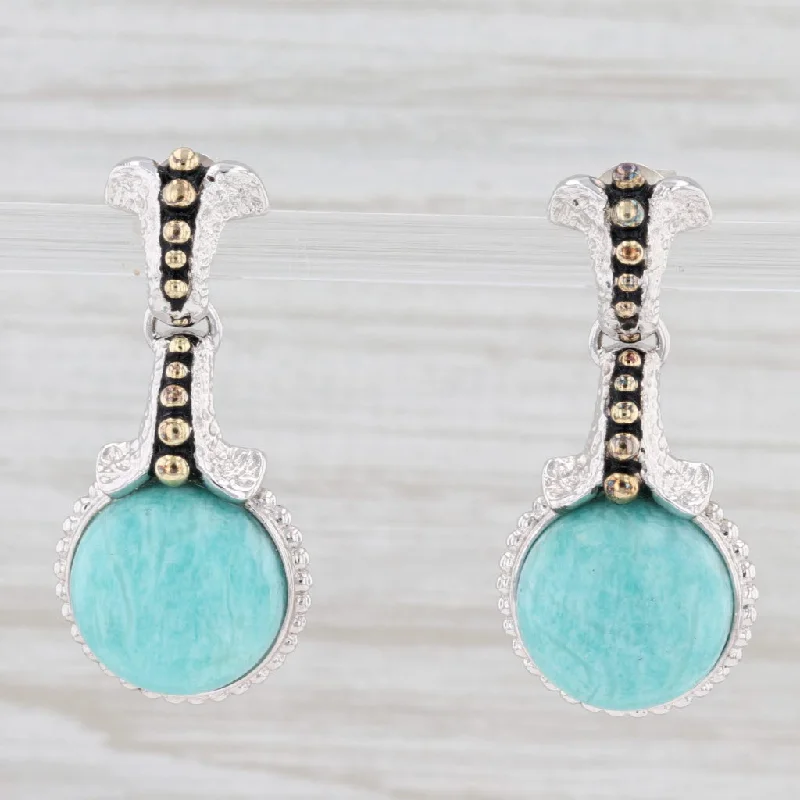 Heart Shaped Gold Earrings-New Amazonite Drop Earrings 14k Gold Sterling Silver Green Stone Dangle