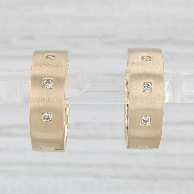 Rose Gold Stud Earrings-0.12ctw Diamond Accented Hoop Huggie Earrings 14k Yellow Gold Hinged Snap Top