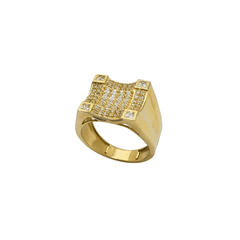 Custom Ring with Custom Engraving for Special Events-Zirconia Square Men's Ring (14K)