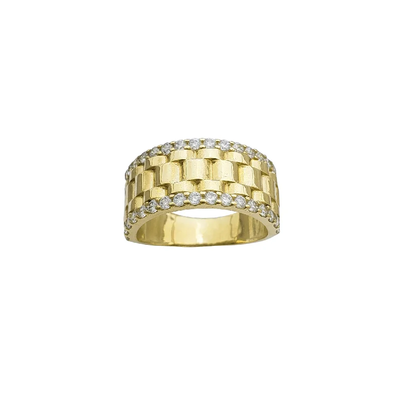 Vintage-inspired Gemstone Ring for Women-Icy Interlaced Presidential Ring (14K)