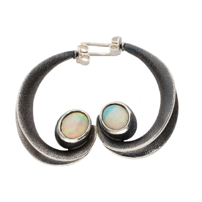 Gemstone Drop Earrings for Brides-Bora of Brooklyn Sterling Silver Modern Earrings w/Opals